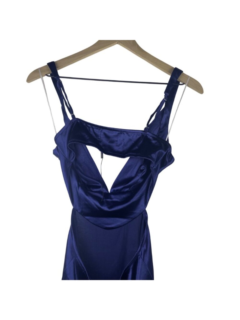 Hello Molly Angels in America Size 6 Navy Satin Cut Out Evening Gown Maxi Dress - Picture 10 of 15